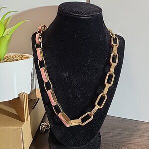 NY‎ Brand Chain Necklace Pink & Gold Tone Ladies Pre-Owned Statement Dressy